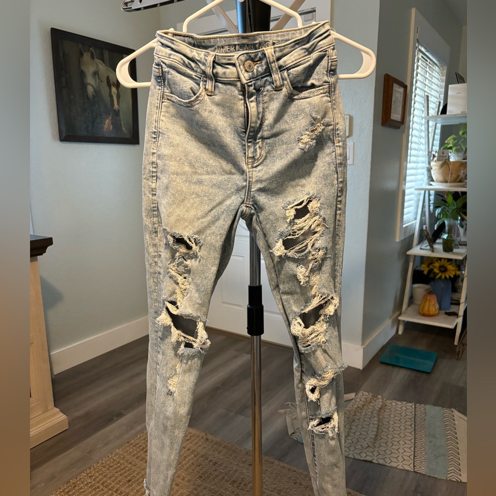 American Eagle skinny ripped jeans